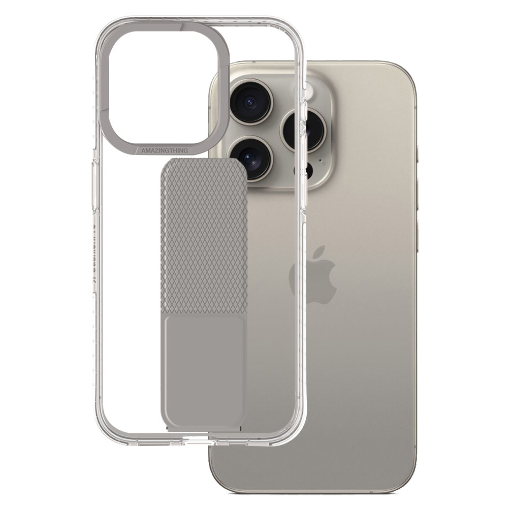 Amazing Thing Titan Pro Magnētiskais apvalks MagSafe 10FT IP156.7PTHGY iPhone 15 Pro Max titāna krāsas ar statīvu