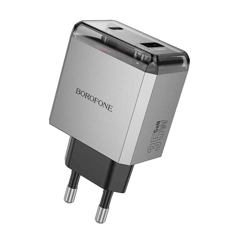 Borofone Lādētājs BN20 Lena (m) - USB + Type C - PD 35W pelēks