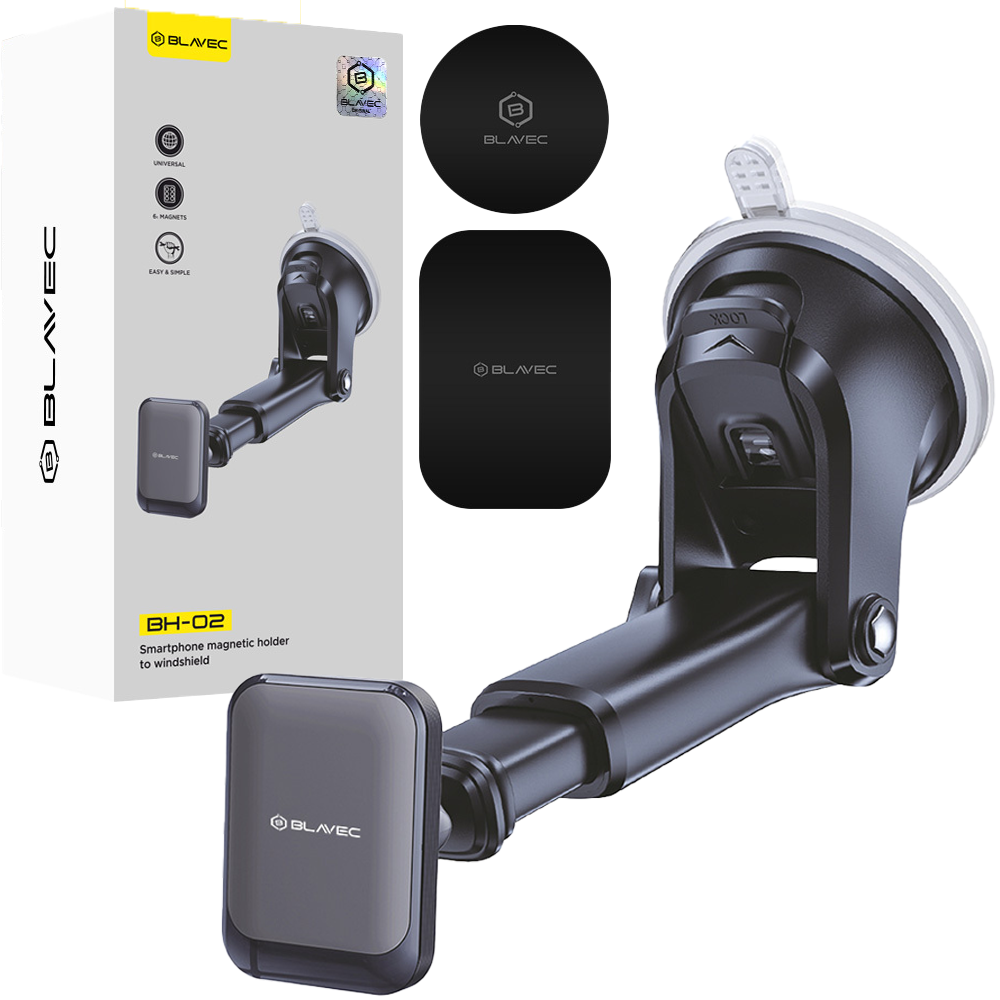 Blavec Automašīnas turētājs BH-02 magnētiskais pie vējstikla / paneļa (BH02-MWSB) melns