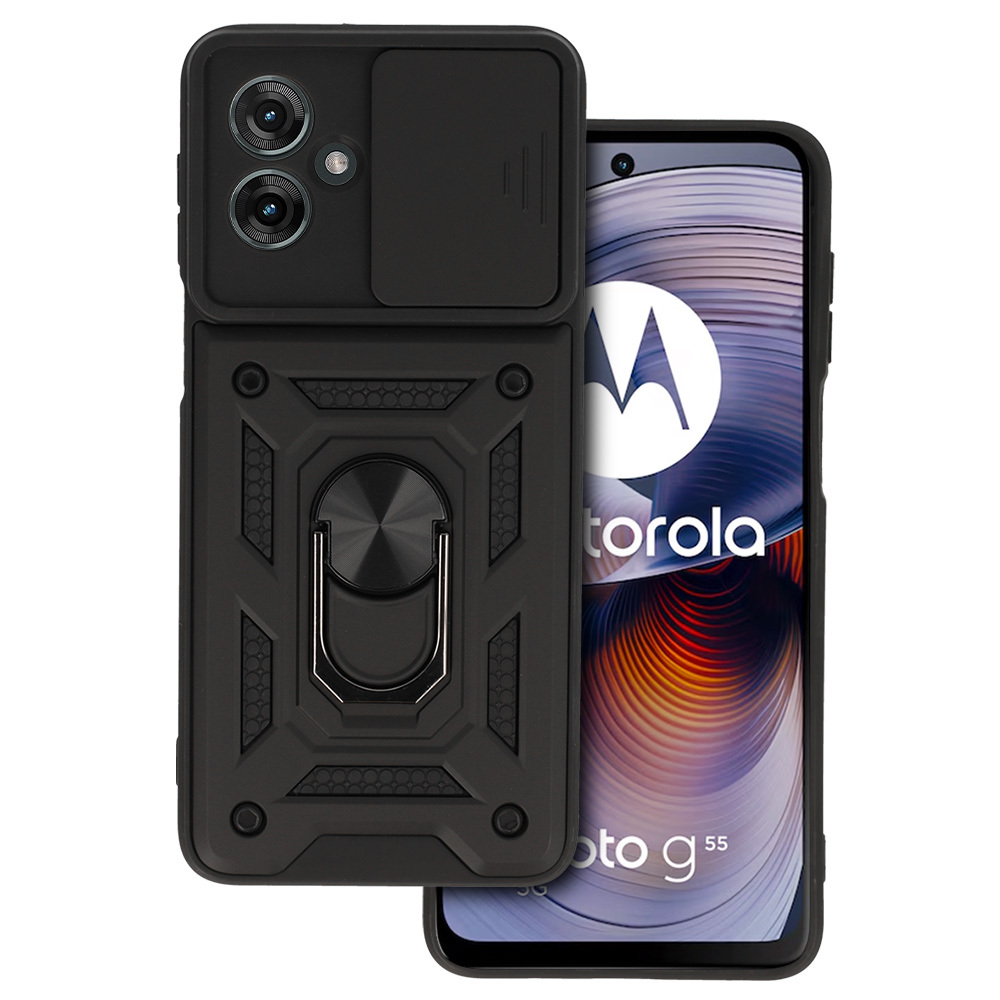 Slide Camera Armor viedtālruņa apvalks Motorola Moto G55 5G melns