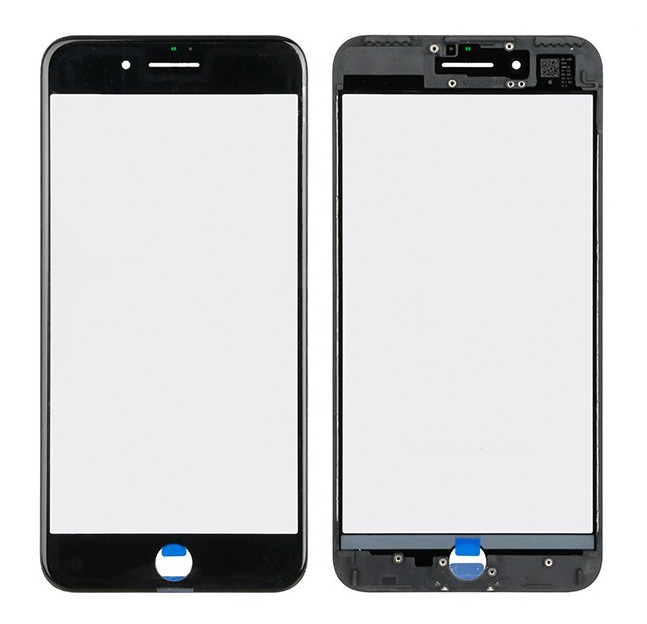 LCD ekrāna stikls Apple iPhone 7 Plus ar rāmi un OCA melns V2 ORG