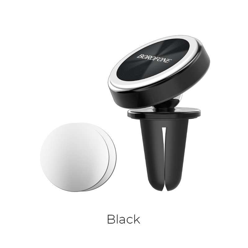Automašīnas tālruņa turētājs Borofone BH6, izmantošanai uz ventilācijas režģa, magnētisks stiprinājums, melns