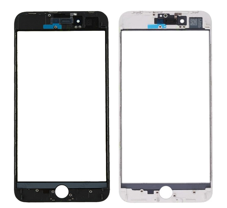 LCD ekrāna stikls Apple iPhone 8 Plus ar rāmi un OCA balts V3