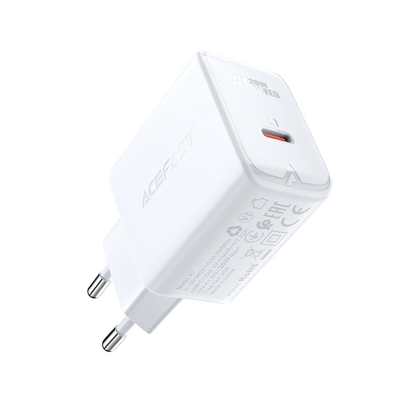 Acefast ātrās uzlādes USB Type C 20W Power Delivery lādētājs balts (A1 EU white)