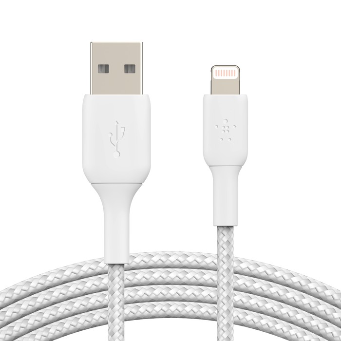 USB kabelis Belkin Boost Charge Braided USB-A to Lightning 1,0 m balts