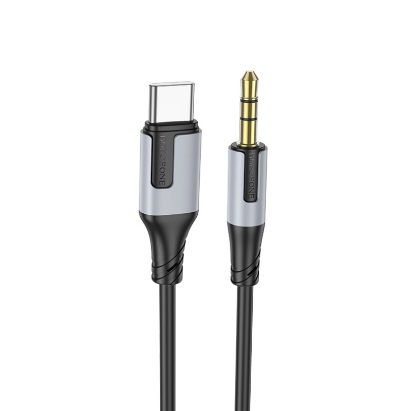 Audio kabelis Borofone BL19 USB-C uz 3,5 mm melns