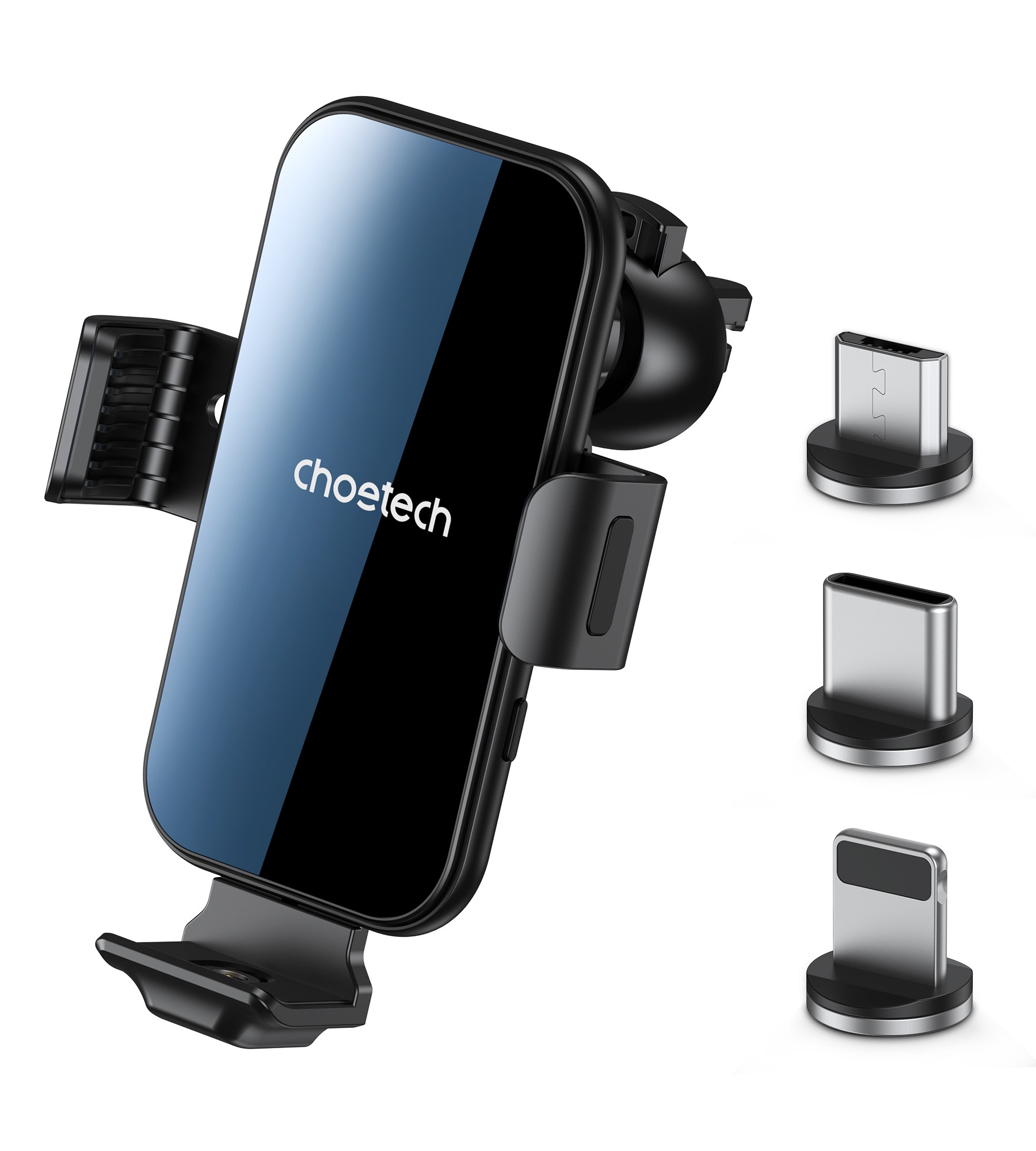 Choetech indukcijas lādētājs ar turētāju + magnētiskie uzgaļi melns (T201-F)