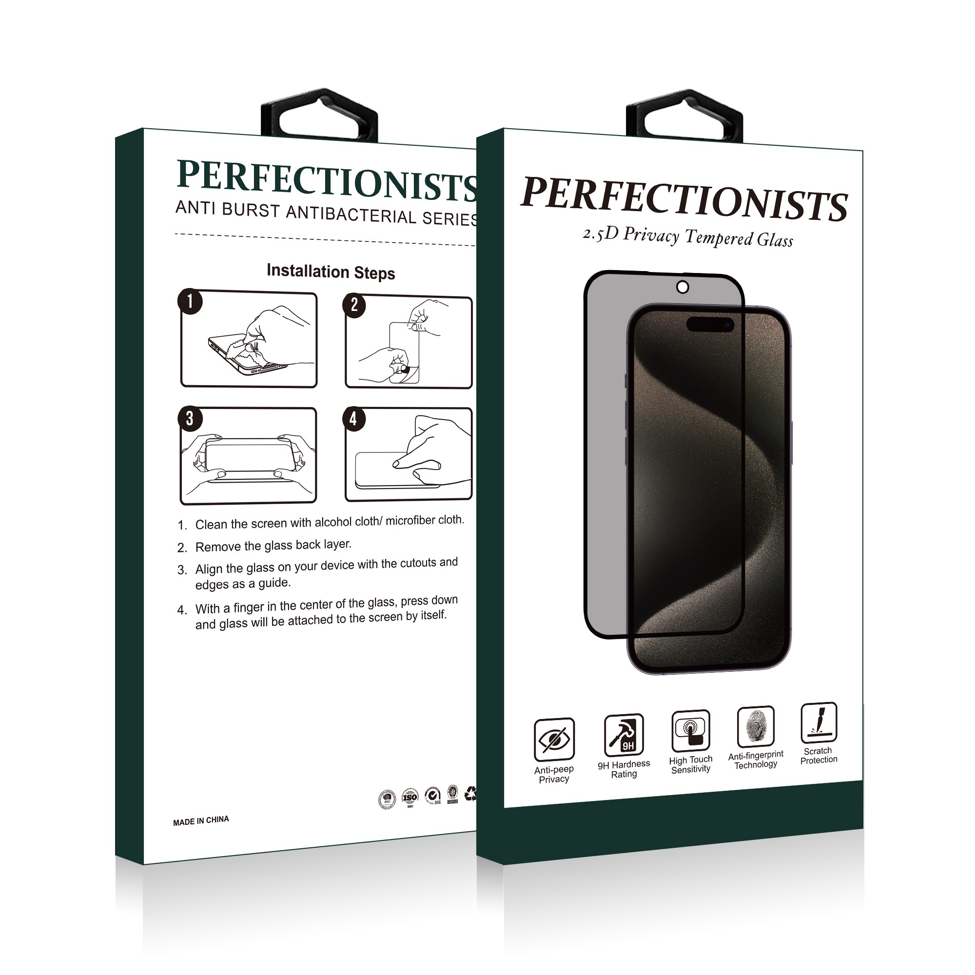 Rūdīts stikls 2.5D Privacy Perfectionists Apple iPhone 12 mini melns