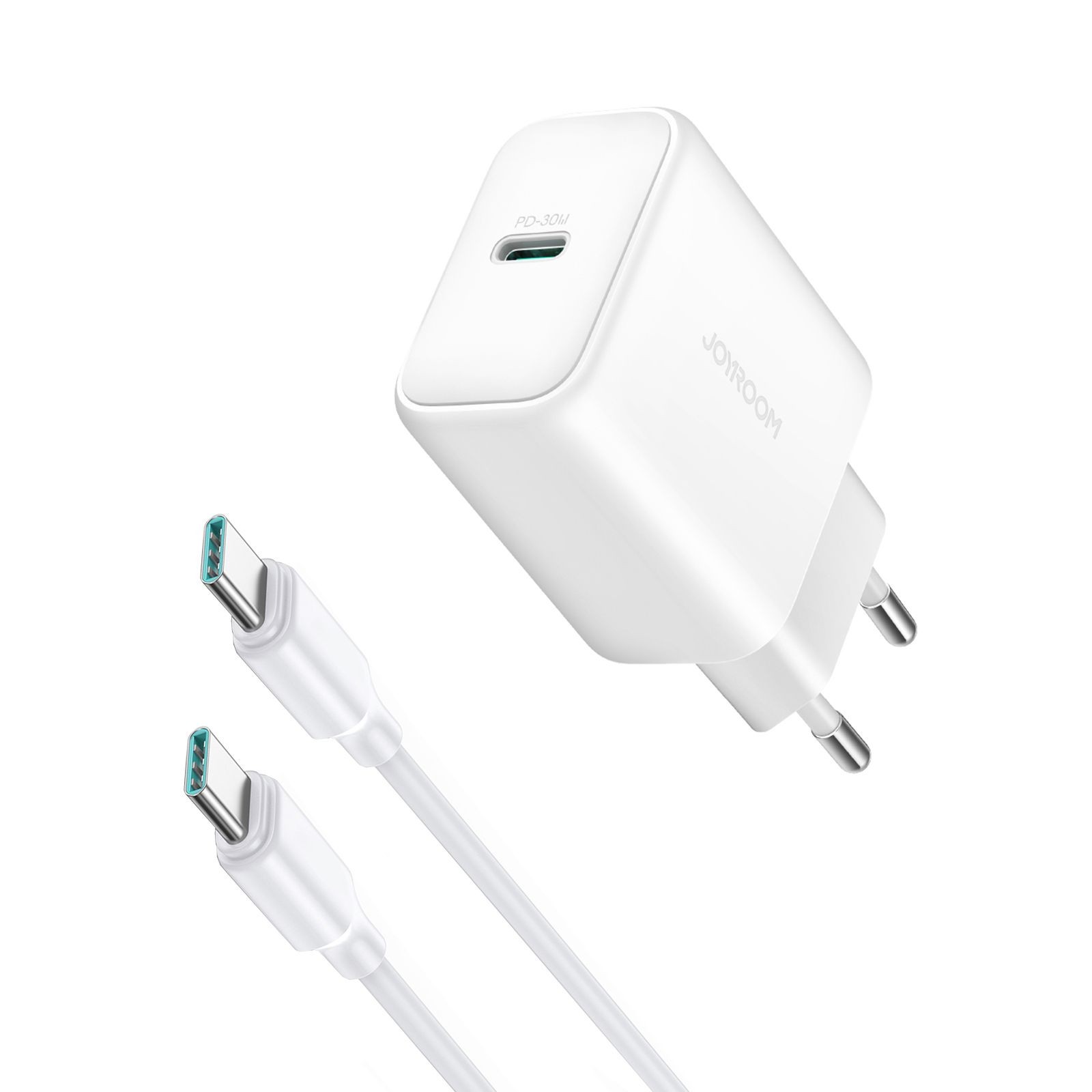 Joyroom JR-TCF24 USB-C PD 30W QC SFC tīkla lādētājs - balts + 1m USB-C kabelis