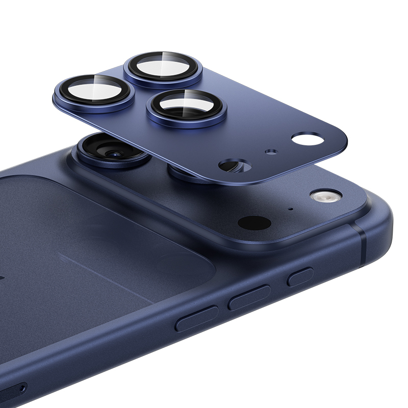 Benks rūdītais stikls Glass Warrior metāla integrēts lēcas aizsargs (C069) Iphone 17 Pro (3 lēcas) zils