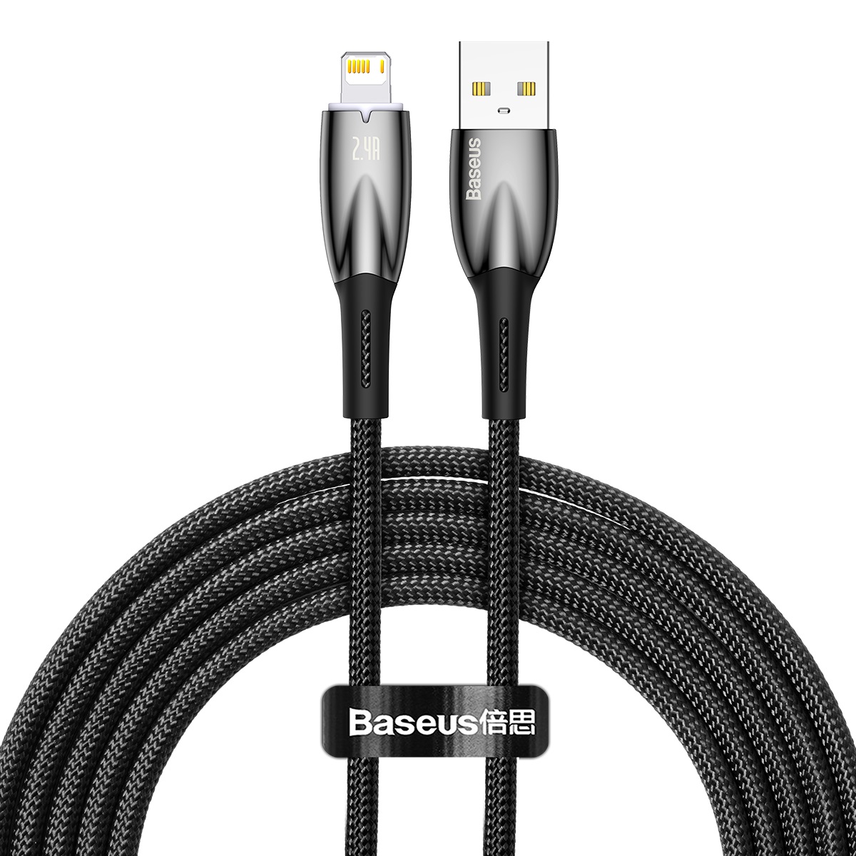USB kabelis Lightning ierīcēm Baseus Glimmer Series, 2.4A, 2m (melns)