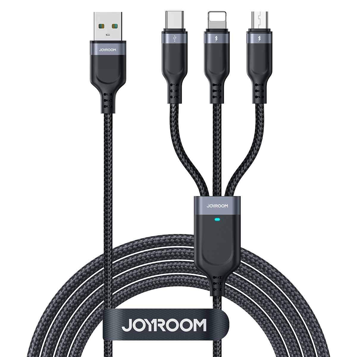 Joyroom Multi-Use Series S-A18 3in1 USB-A - Lightning / USB-C / micro USB kabelis 0.3m - melns