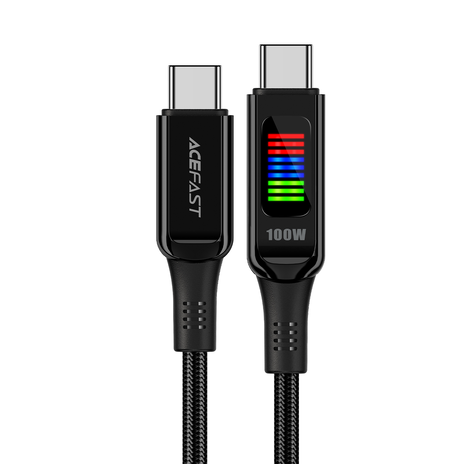 Acefast C7-03 USB-C USB-C 100W 1.2m kabelis ar ekrānu - melns