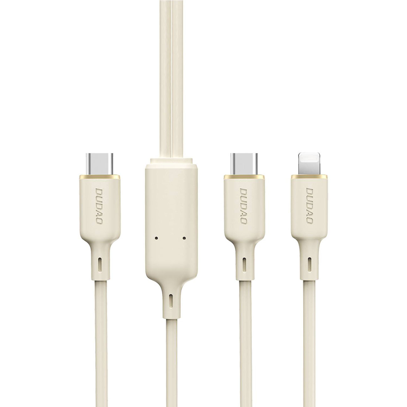 Dudao L7SF 2in1 USB-C - USB-C / Lightning kabelis 100W 1.2m - bēšs