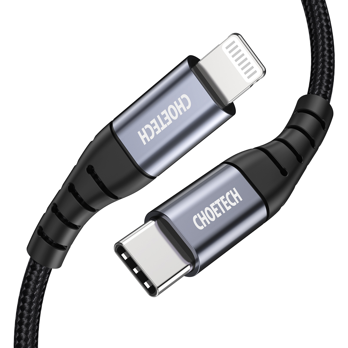 Choetech IP0041 USB-C / Lightning MFi 480Mb/s 3A 2 m kabelis - melns