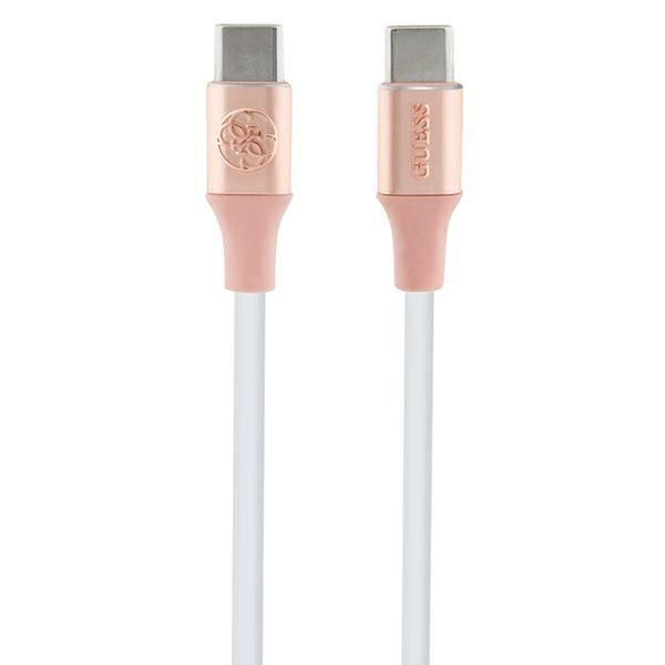 Guess Ebossed Logo USB-C / USB-C kabelis 1,5 m ar ātru uzlādi - rozā krāsā