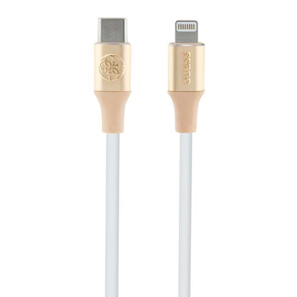 Guess Ebossed Logo USB-C / Lightning kabelis 1,5 m ātrai uzlādei - zelta krāsā