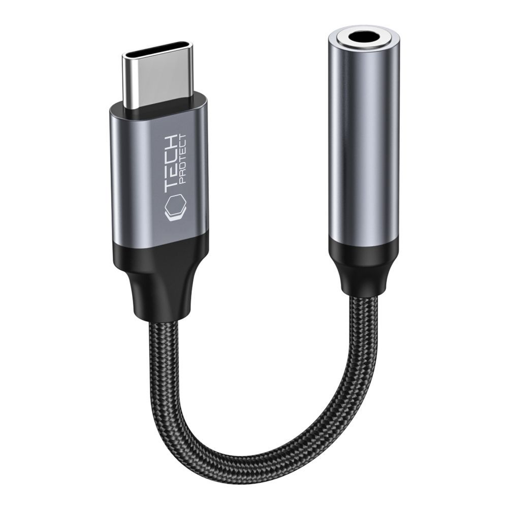 Tech-Protect UltraBoost USB-C / 3.5 mm mini ligzdas adapteris - melns