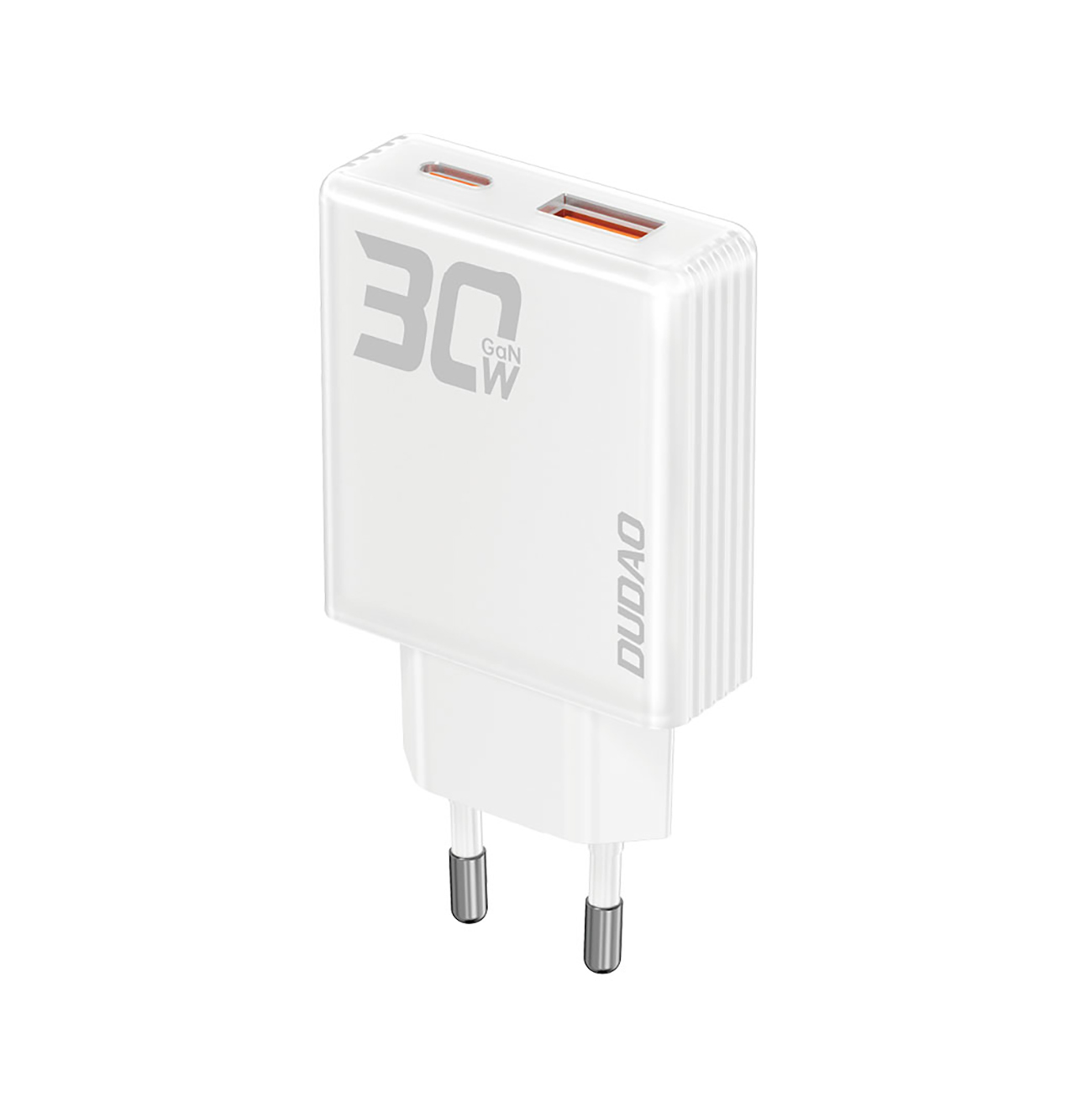 GaN Dudao A30EU 30W USB-A / USB-C sienas lādētājs - balts