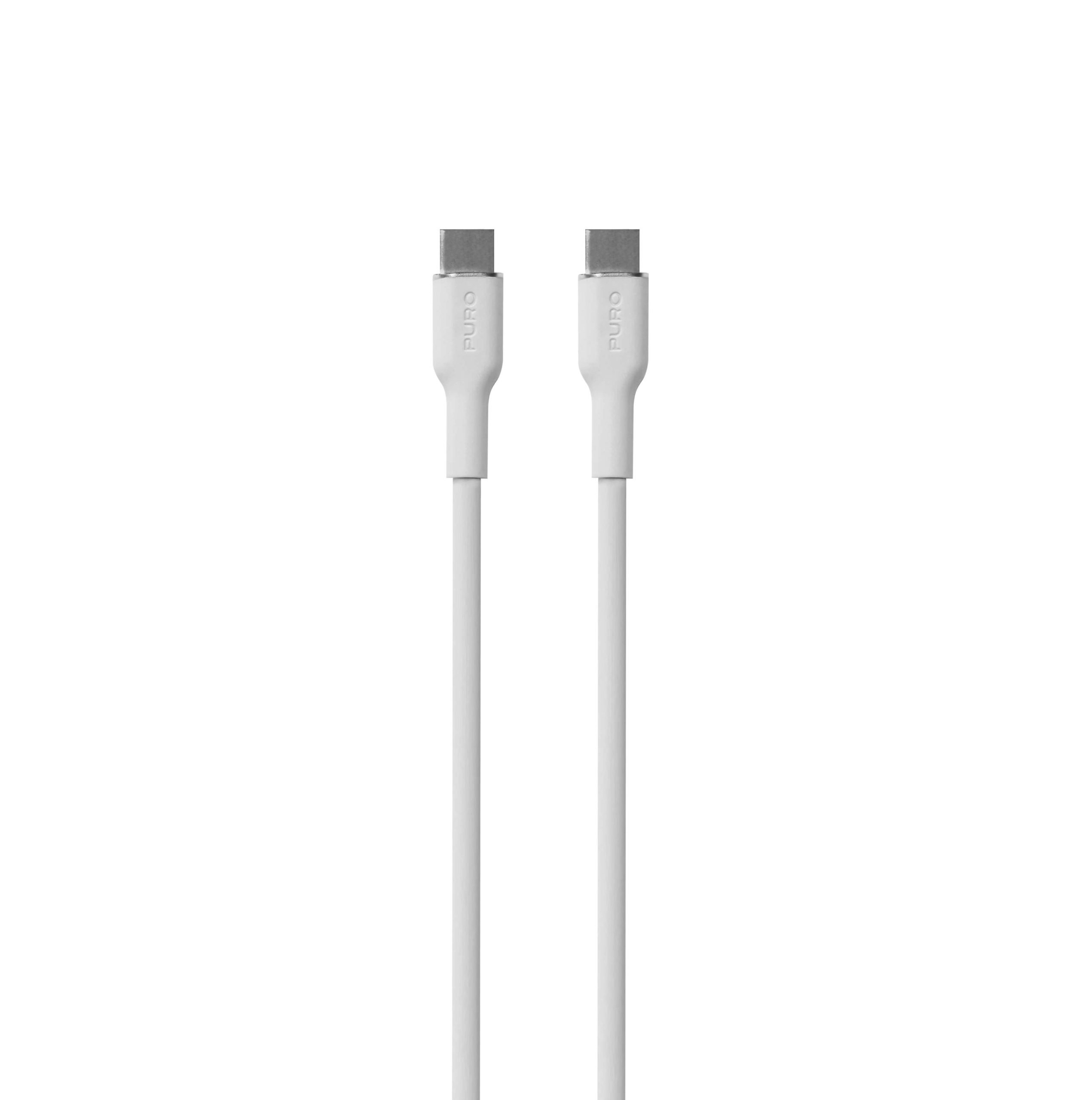 Puro Soft USB-C - USB-C 60W 1.5m silikona kabelis - balts