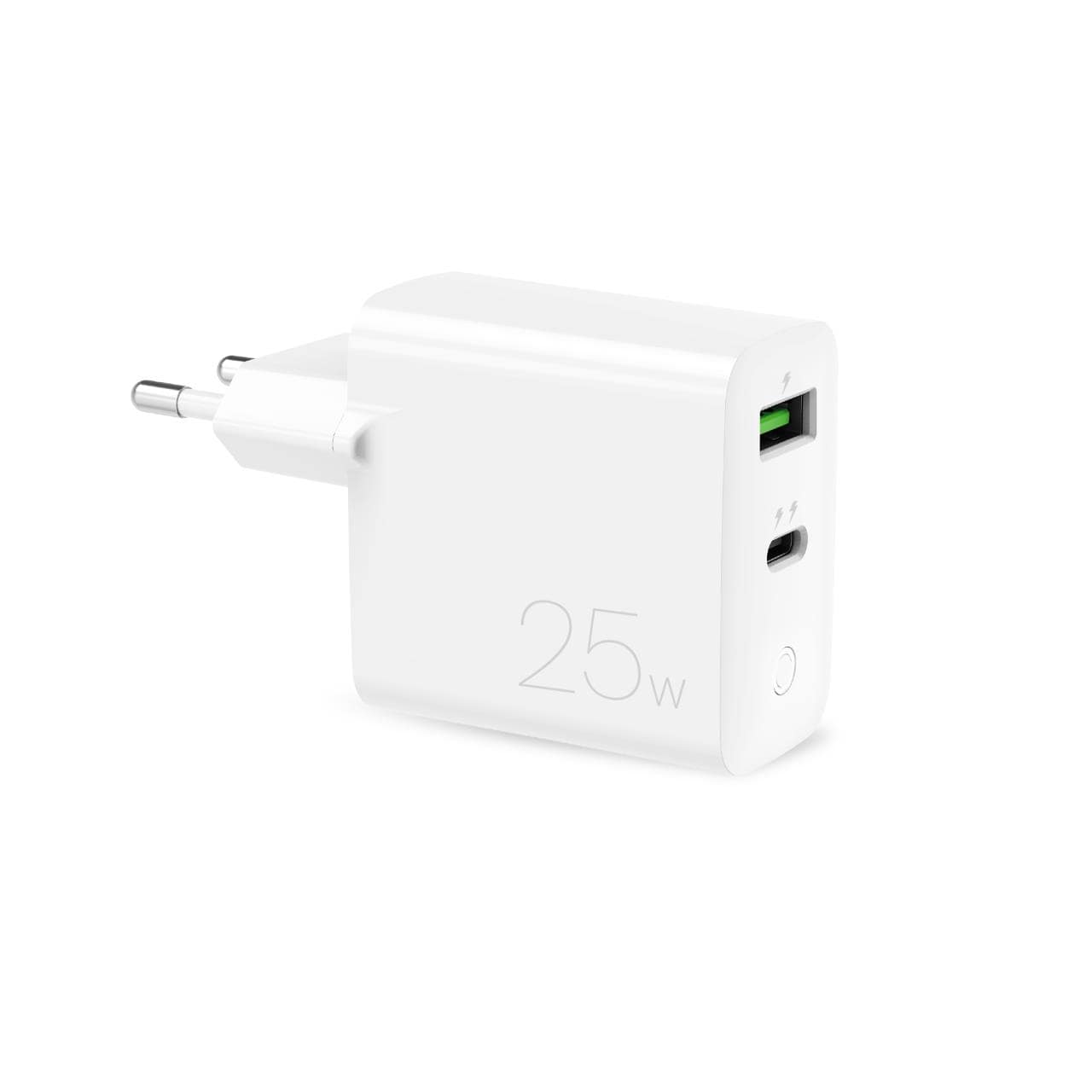 Puro 25W Power Delivery USB-A USB-C sienas lādētājs - balts
