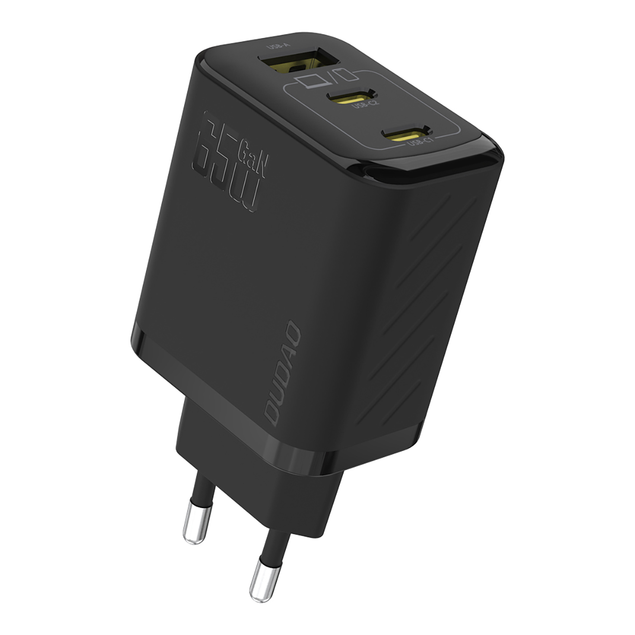 Dudao A29 65W GaN sienas lādētājs 2 x USB-C + 1 x USB-A - melns