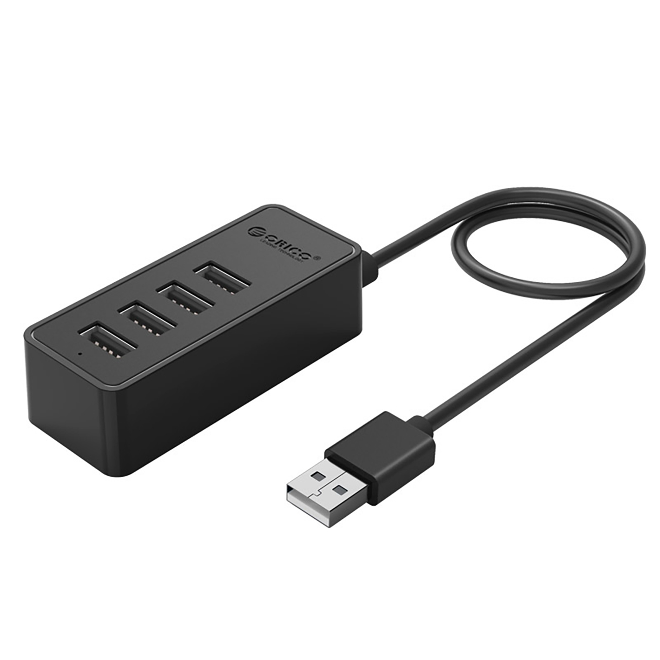 Hub Orico W5P-U2-100 4x USB-A 2.0 + microUSB 5V 1m - melns