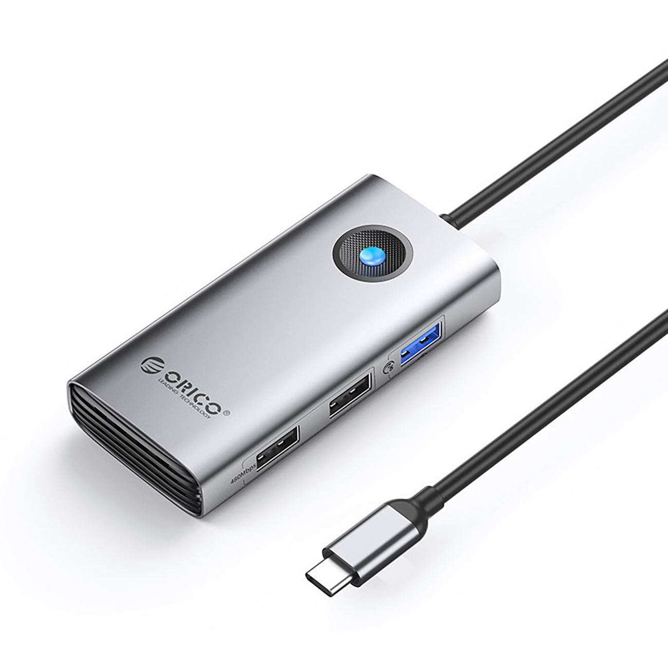 Orico PW11-5P USB-C Hub dokstacija 1x USB-A 3.0 + 2x USB-A 2.0 + 1x USB-C PD + 1x HDMI - pelēka