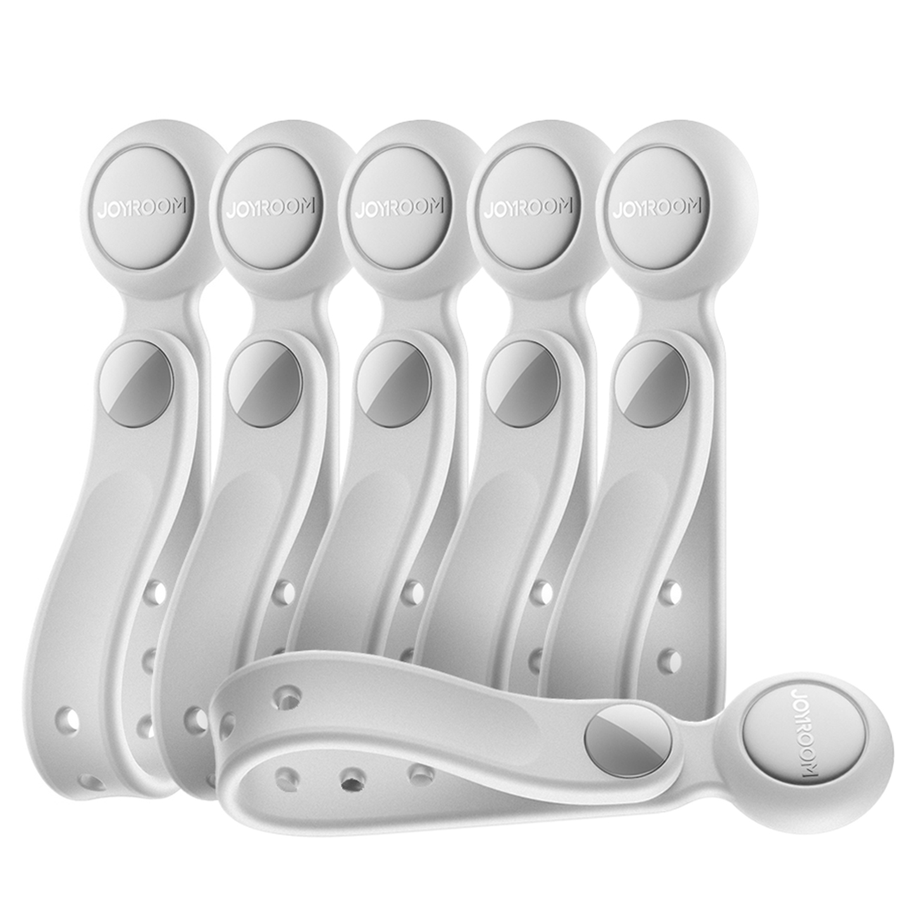 Joyroom JR-ZS422 kabeļu organizētājs silikona lente ar magnētu, 6 gabalu komplekts - balts