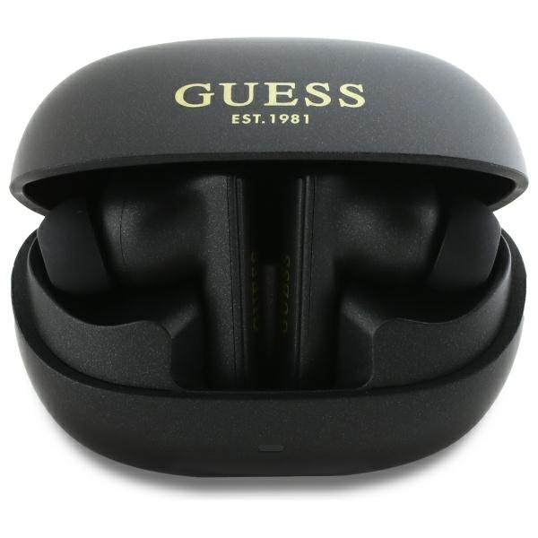 Guess Bluetooth austiņas GUTWST88MCTGK TWS + dokstacija melnas/melnas kapsula drukāts logotips