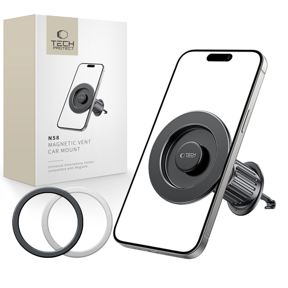 Tech-Protect N58 magnētiskais MagSafe automašīnas gaisa ventilācijas turētājs - melns