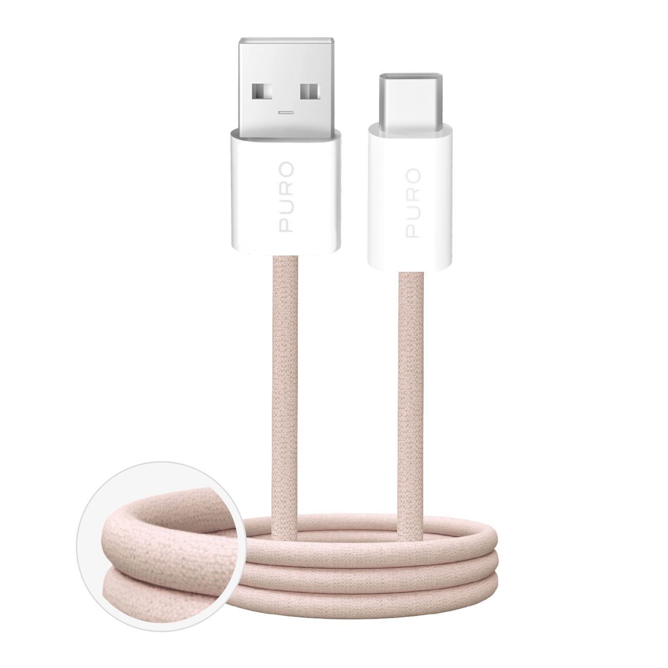 Puro Fabrik 10W pīts kabelis USB-A - USB-C 1.5m - bēšs