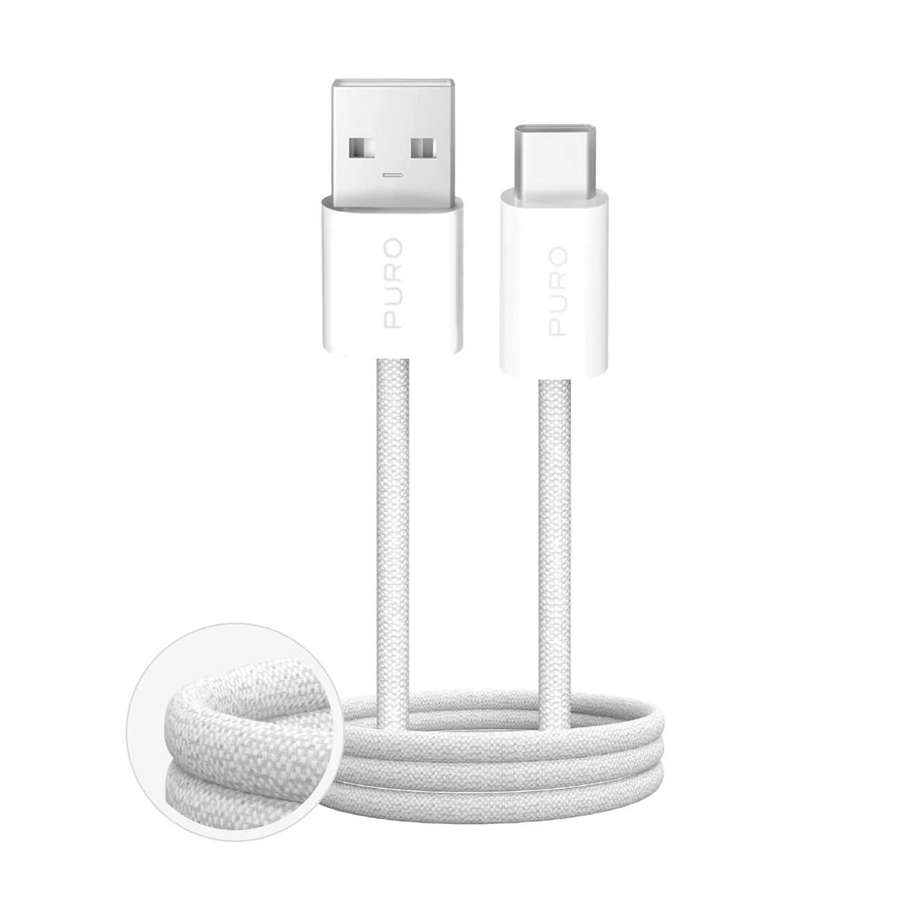 Puro Fabrik 2.0 10W pīts kabelis USB-A - USB-C 1.5m - balts
