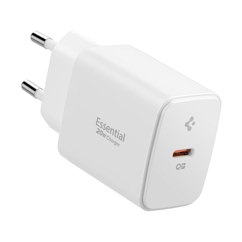 Spigen Essential EE201EU USB-C 20W sienas lādētājs - Balts