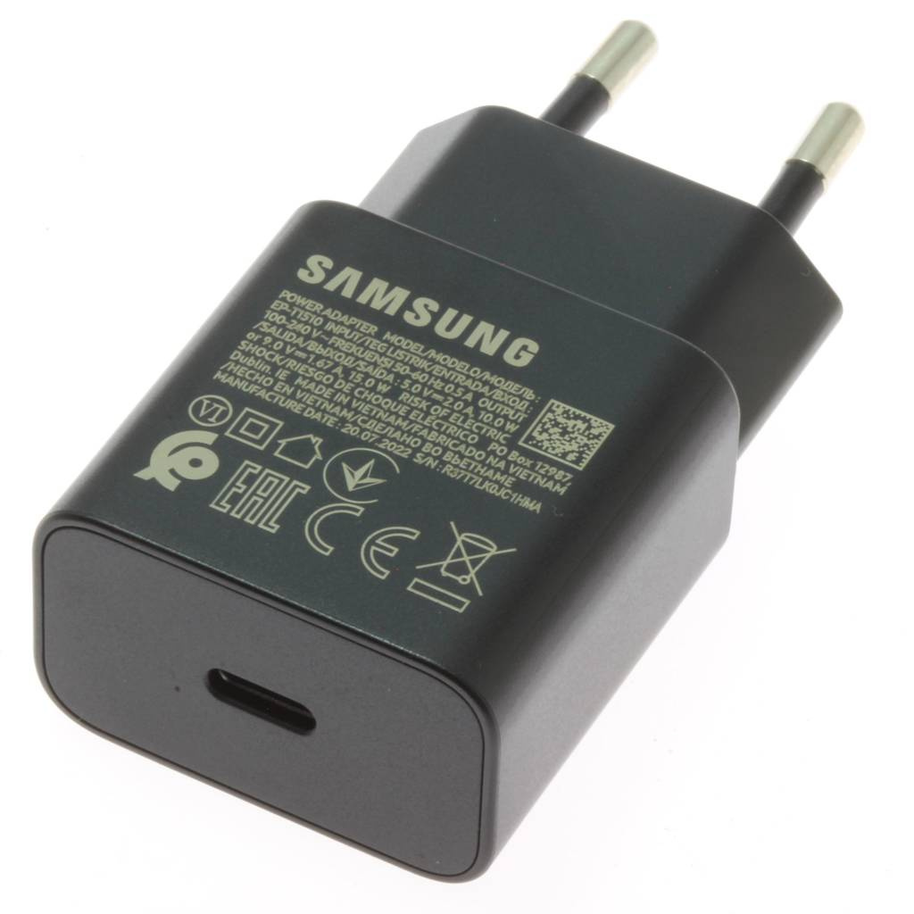 Samsung EP-T1510EBE 15W USB-C sienas lādētājs (OOB lielapjoma – aizstājējiepakojums) – melns