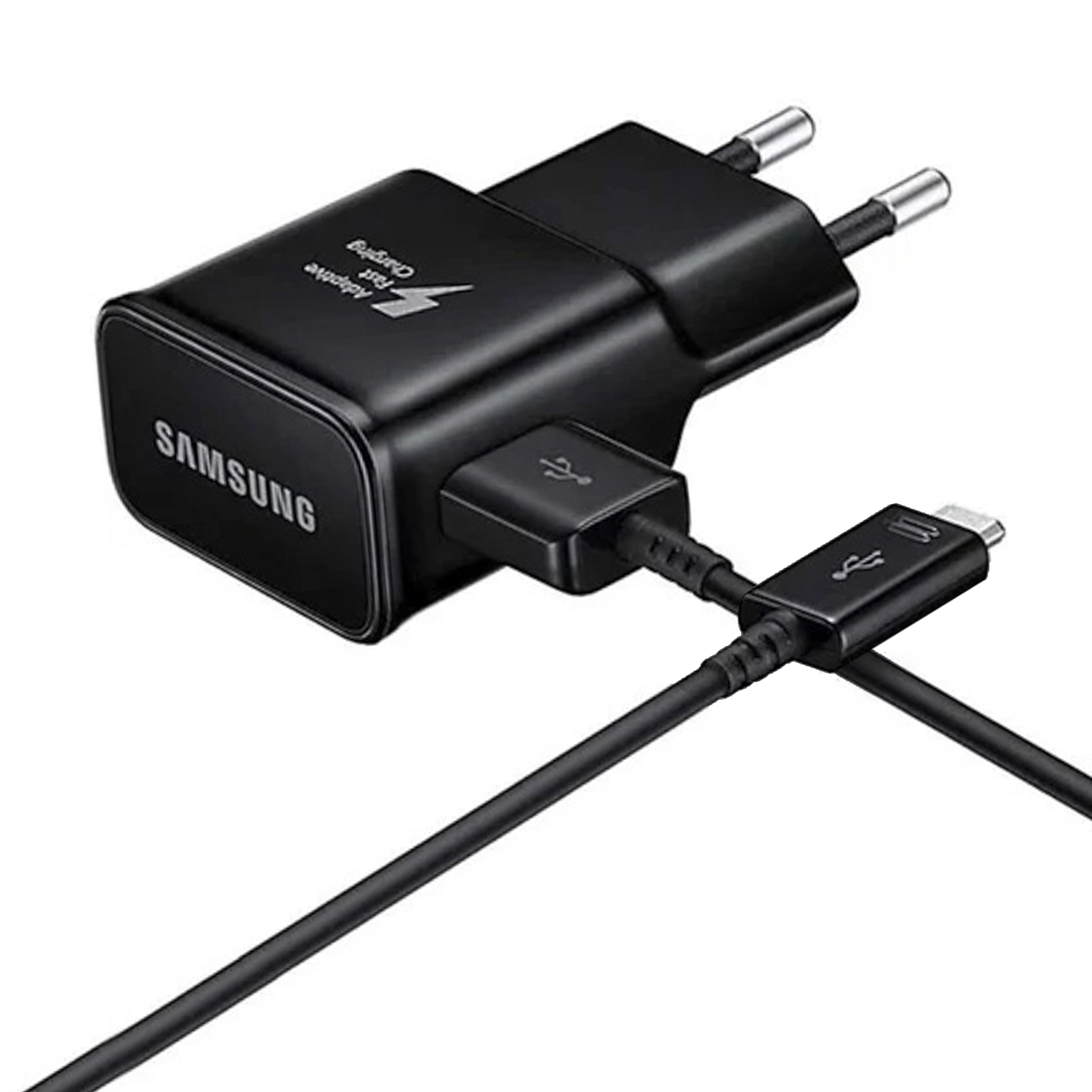 Samsung EP-TA200EBE USB-A 15W sienas lādētājs ar EP-DR140ABE USB-A - USB-C kabeli (OOB Bulk - aizstājējiepakojums) - melns