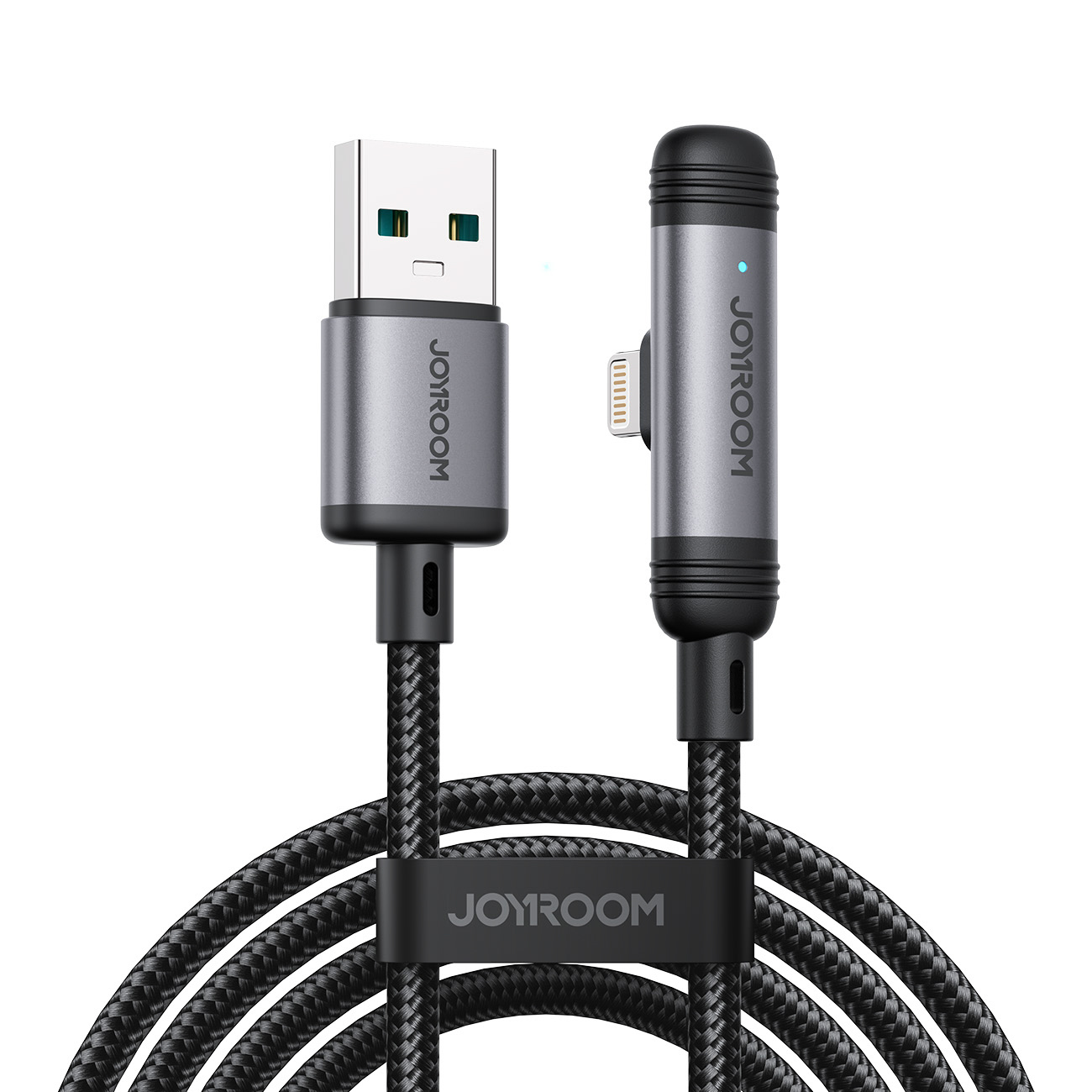Joyroom S-A56 EnjoyX sērijas 90° USB-A - Lightning 3A kabelis 1.2m - melns