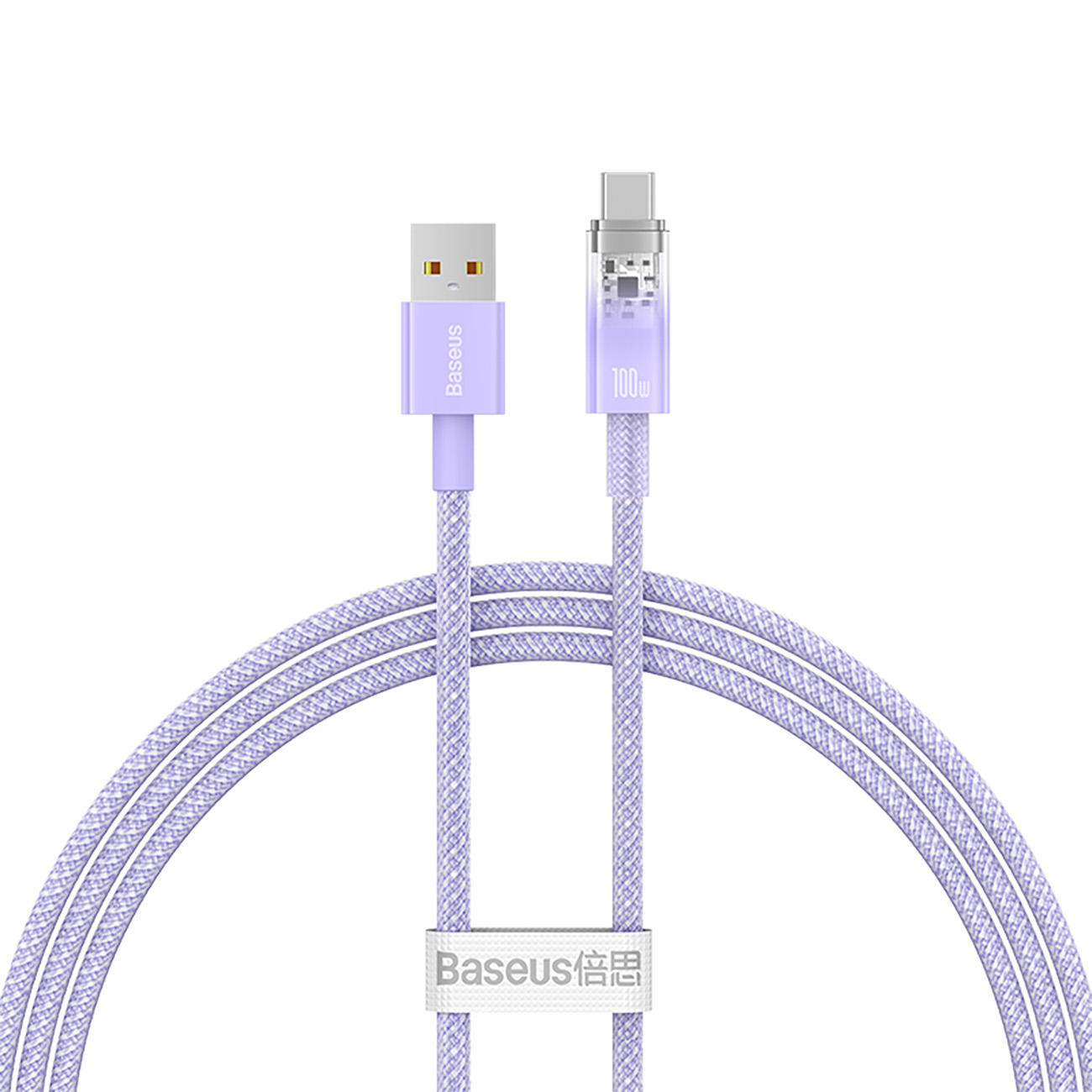 Baseus Explorer 100W USB-A - USB-C kabelis ar inteliģento temperatūras sensoru 1m - violets