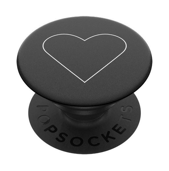 Popsockets 2 baltās sirds melnais turētājs un telefona statīvs