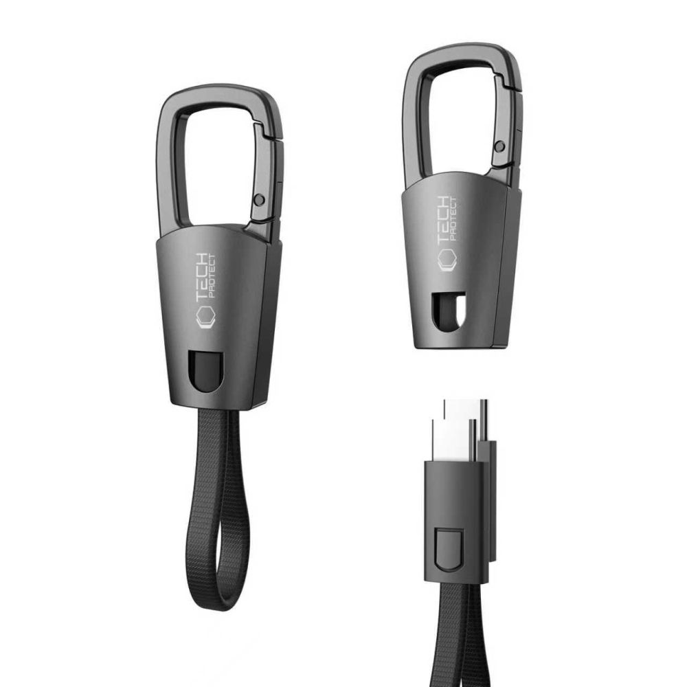 Tech-Protect Ultraboost DNA kabelis ar atslēgu piekariņu USB-C PD 60W / 3A - pelēks