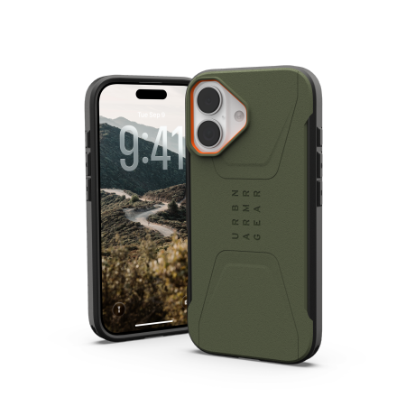 UAG Civilian MagSafe maciņš iPhone 17 - olive and oranžs