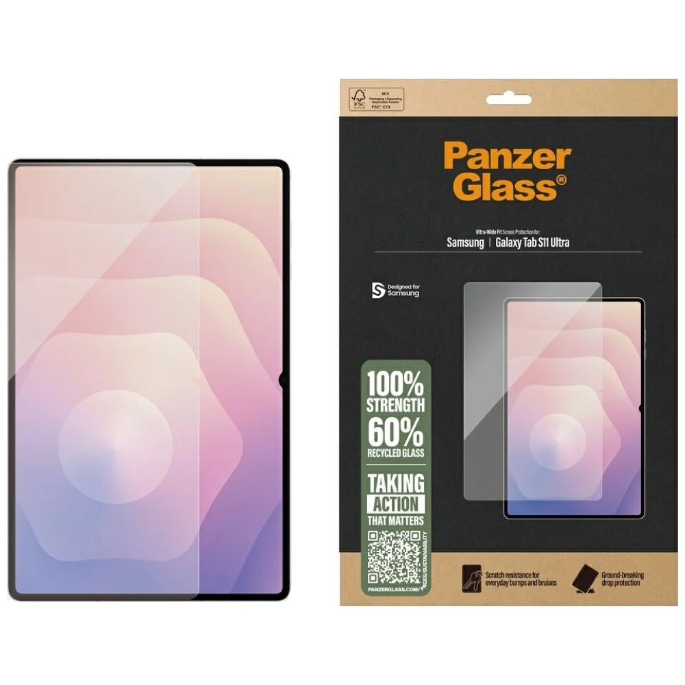 PanzerGlass Ultra-Wide Fit rūdītais aizsargstikls Samsung Galaxy Tab S11 Ultra – caurspīdīgs