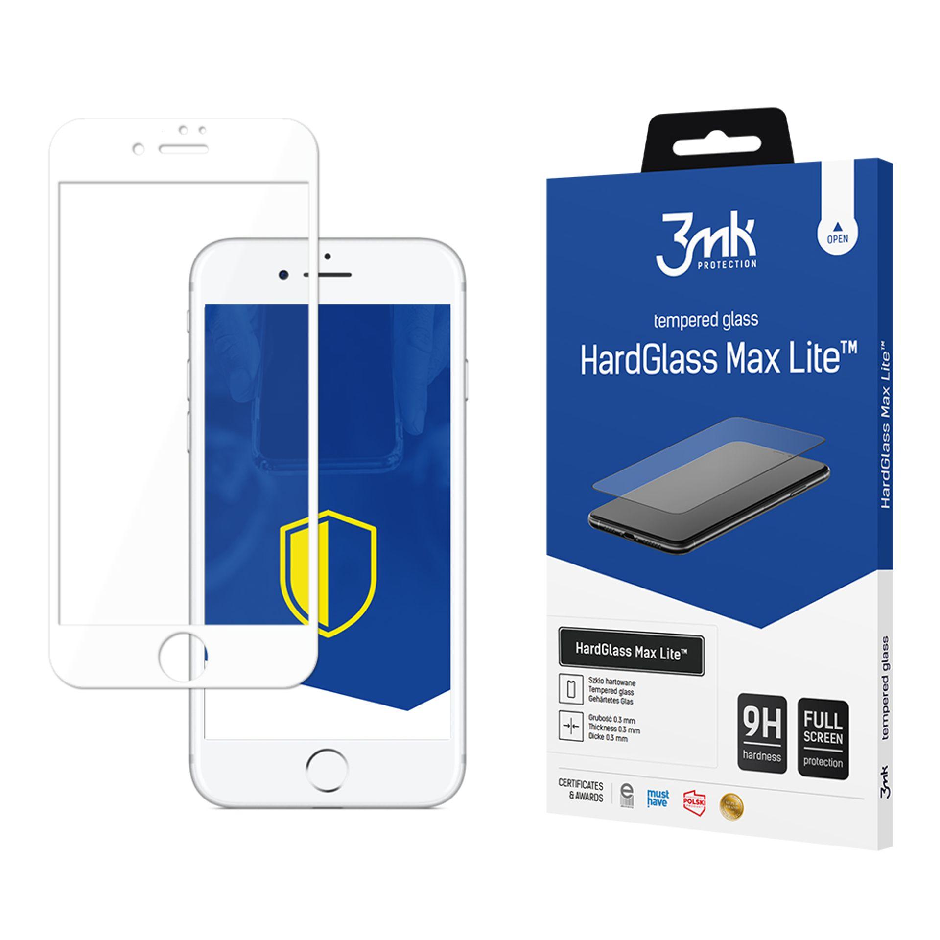 3mk HardGlass Max Lite baltais rūdītā stikla aizsargstikls, paredzēts iPhone 7 / 8