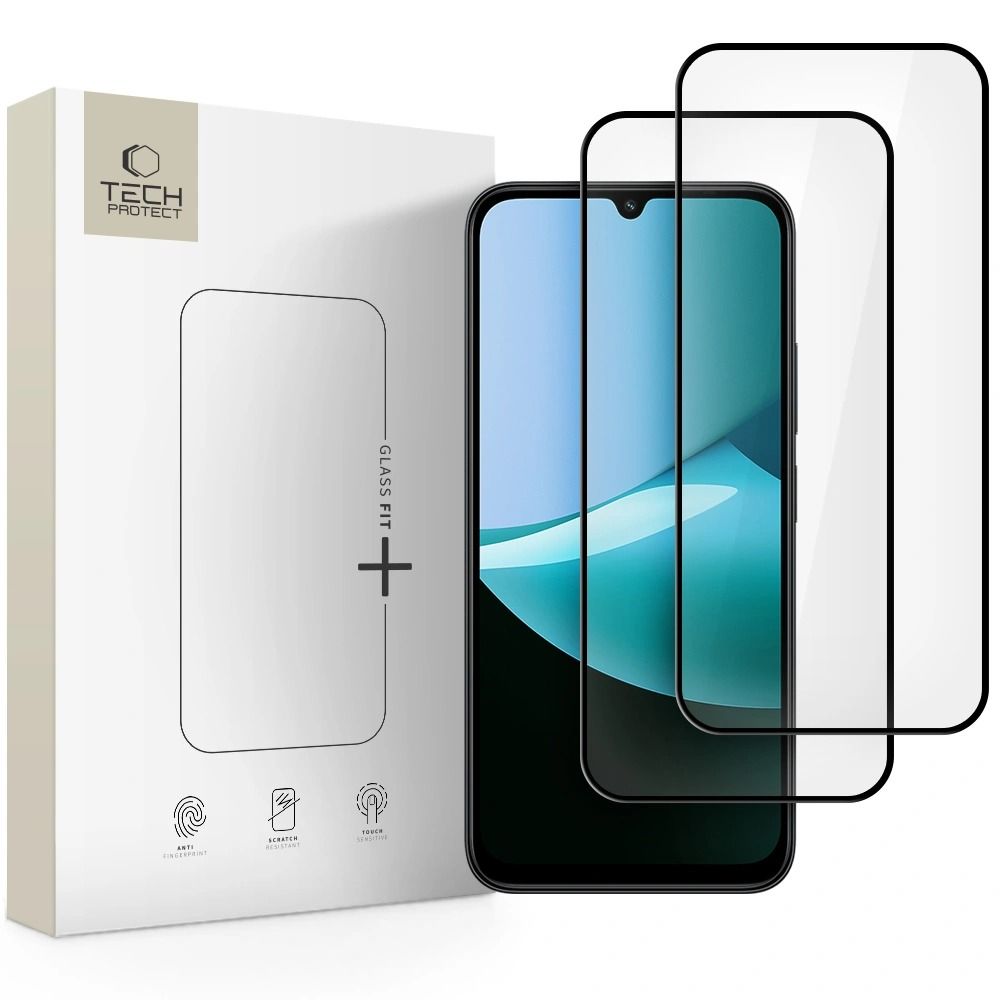 Tech-Protect Glass Fit+ 2 gab. rūdītā stikla komplekts, paredzēts Xiaomi Redmi 15C 173 mm / Poco C85 173 mm – melns