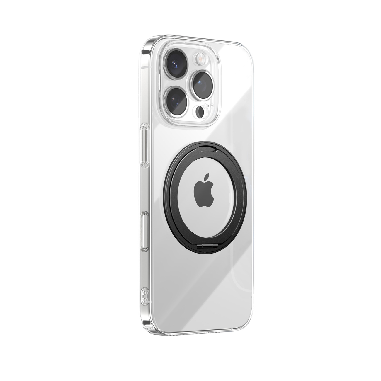 Joyroom JR-16JL6 iPhone 16 Pro īpaši plāns MagSafe saderīgs apvalks ar 360° gredzenveida statīvu - melns