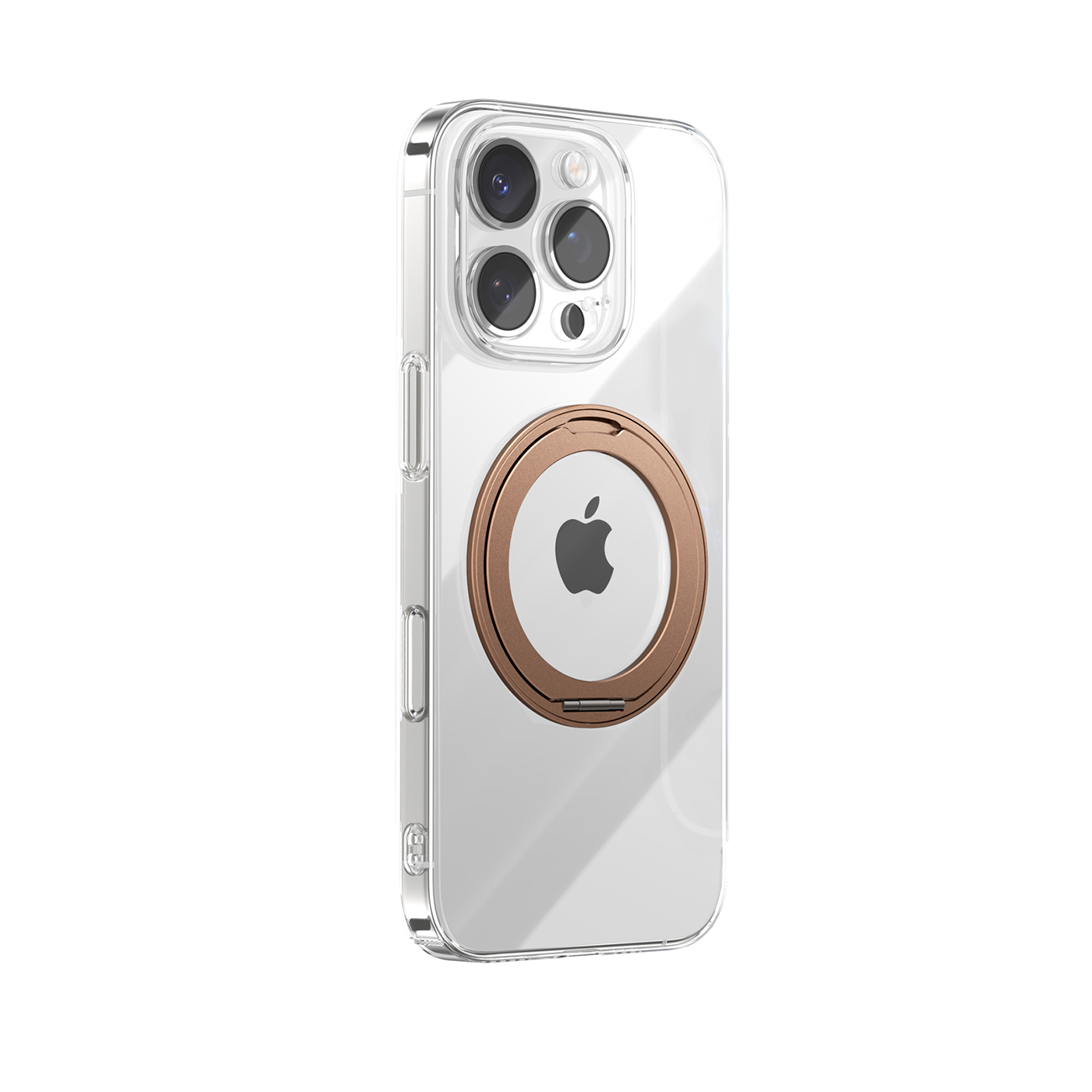 Joyroom JR-16JL6 iPhone 16 Pro īpaši plāns MagSafe saderīgs apvalks ar 360° gredzenveida statīvu - zelta krāsā