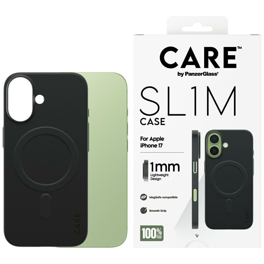CARE by PanzerGlass SL1M MagSafe macins iPhone 17 - melns