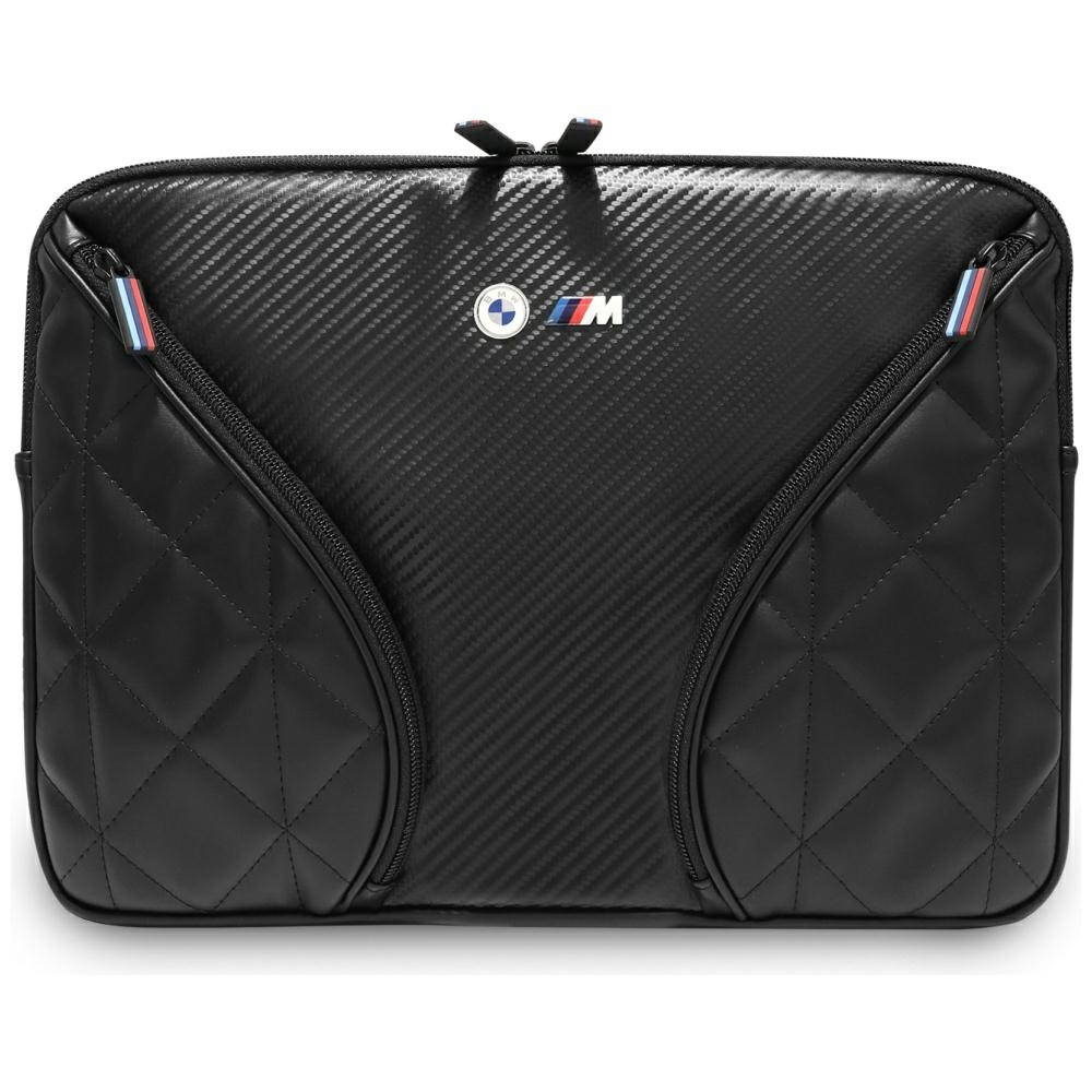 BMW Carbon Pockets & Metal Logo Sleeve 14 collu portativa datora soma - melns