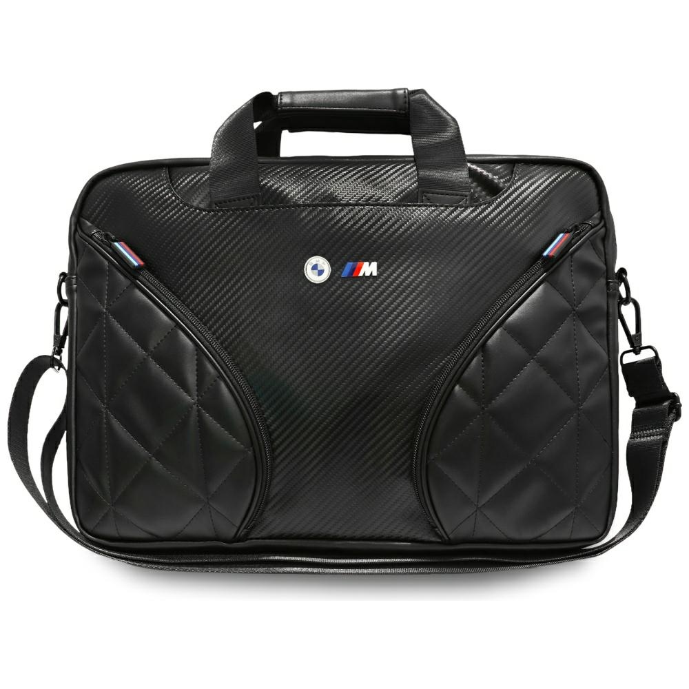 BMW Carbon Pockets & Metal Logo 16 collu portativa datora soma - melns