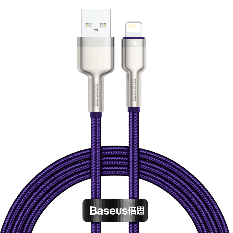USB kabelis Lightning Baseus Cafule, 2.4A, 1 m (violets)
